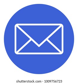 INCOMING MESSAGE button. ENVELOPE icon in blue circle. Vector.