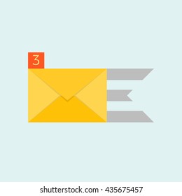 Incoming message concept. Flying message, letter. Delivery of messages, sms. Mail notification, sending messages. Chat message, get mail. Coming messages.