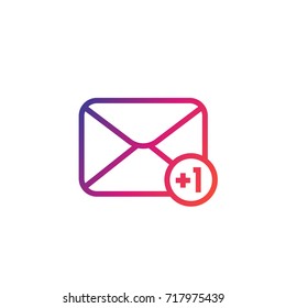 incoming message icon with notification, linear on white