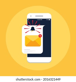 
Incoming message icon with Ringing Bell On Smart phone