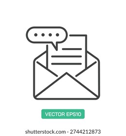 Incoming Message icon. Thin line icon vector