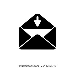 Ícone de envelope de carta de mensagem de entrada. E-mail com design de vetor de seta para baixo e ilustração.

