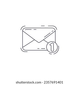 icono de línea de mensaje entrante. icono de esquema de correo no leído. Un nuevo sobre de mensaje entrante con un icono de línea delgada de notificación.