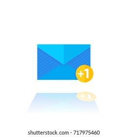 incoming message, mail icon with notification, flat style