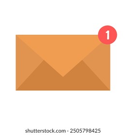 Incoming message vector icon, flat design incoming envelope symbol.
