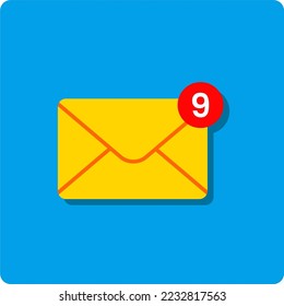 incoming message vector. incoming message logo. numbered message icon. incoming mail number. e-mail icon