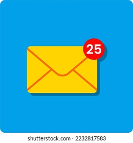 incoming message vector. incoming message logo. numbered message icon. incoming mail number. e-mail icon