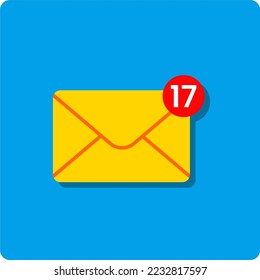 incoming message vector. incoming message logo. numbered message icon. incoming mail number. e-mail icon