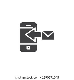 Incoming Mobile message vector icon. filled flat sign for mobile concept and web design. Smartphone with mail envelope simple solid icon. Symbol, logo illustration. Pixel perfect vector graphics