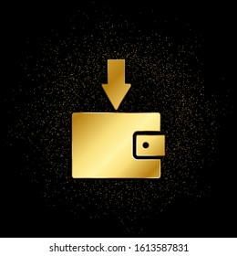incoming, money, salary gold icon. Vector illustration of golden particle background.