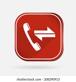 incoming and outgoing call.  Color square icon