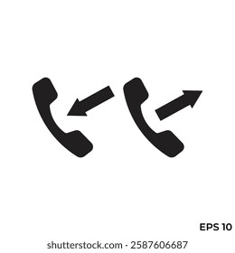incoming and outgoing call flat icon vector