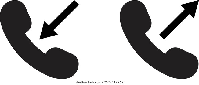 Incoming and outgoing call icon set isolated on white background . Phone call icon vector