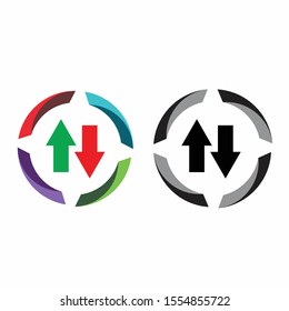 Incoming and outgoing call icons in a circle