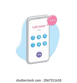 Incoming, outgoing call on voluminous mobile phone. Vector conversation, communication with contact on 3d smartphone. Take challenge.