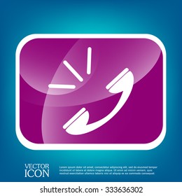 incoming and outgoing call. symbol of the incoming call. Handset rings