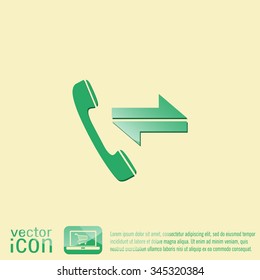 incoming and outgoing call. symbol of the incoming call. Handset rings