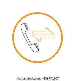 incoming and outgoing call. symbol of the incoming call. Handset rings