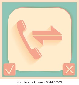 incoming and outgoing call. symbol of the incoming call. Handset rings