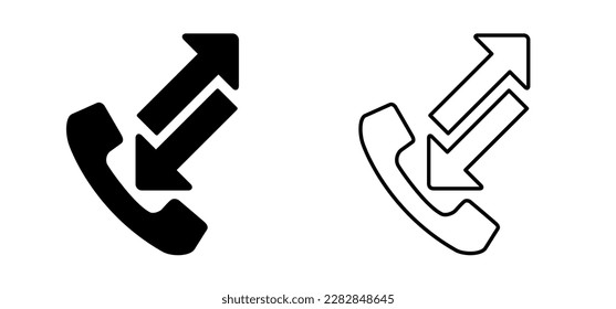 Incoming or outgoing call symbol. Phone call with two arrows sign.
Appearance forwarding. Vector phone icon. Outgoing and incoming call. Phone icon for mobile app. bell icon. Call contact us