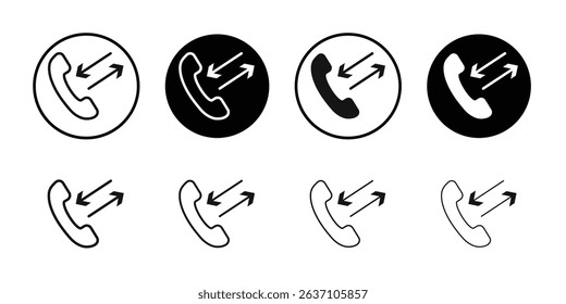 incoming outgoing calls icon Black line art vector logo set