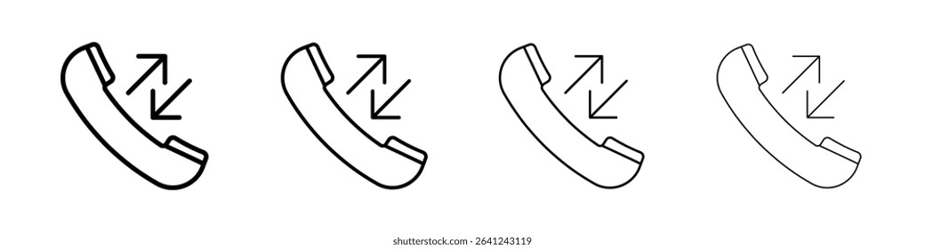incoming outgoing calls icon Outline sign symbol set