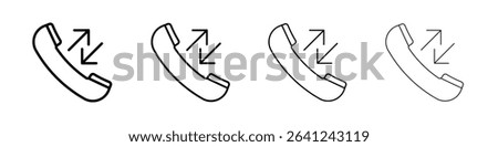 incoming outgoing calls icon Outline sign symbol set