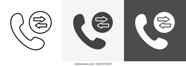 incoming outgoing calls icon set vector art