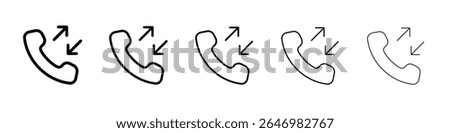 incoming outgoing calls icon thin flat outline style vector sign