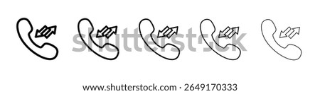 incoming outgoing calls icon thin outline logo mark set