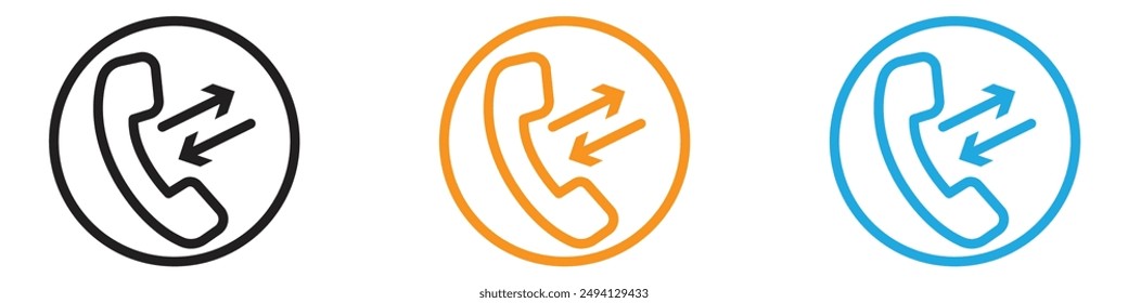 colección de conjunto de logotipo de Vector de ícono de llamadas entrantes salientes para la interfaz de usuario del App de Web