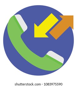 
Incoming and outgoing calls. Calls log flat icon.
