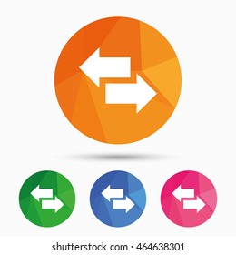 Incoming and outgoing calls sign. Upload. Download arrow symbol. Triangular low poly button with flat icon. Vector