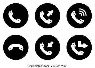 incoming, outgoing, forward, answer, phone call icons set