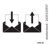incoming and outgoing mail flat icon vector