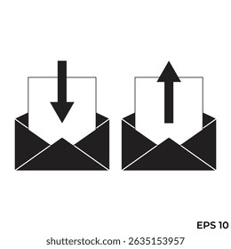 incoming and outgoing mail flat icon vector