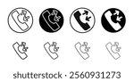Incoming outgoing phone call icon Flat outline fill set collection
