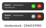 Incoming phone calling iPhone ios pop up screen notification user interface button icons vector illustration