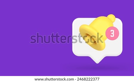 Incoming reminder alert sound notification application ring bell message attention inbox 3d icon realistic vector illustration. New chat newsletter calendar cyberspace information call mailbox notify