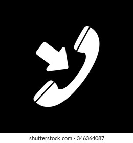 incomming call vector icon isolated on black