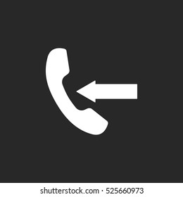 Incomng call symbol sign silhouette icon on background