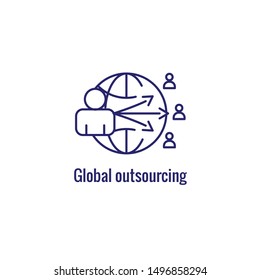 In-Company & Outsource Icon with freelancing or hiring imagery