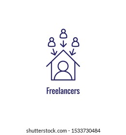 In-Company & Outsource Icon with freelancing or hiring imagery