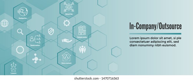 In-Company and Outsource Icon Set with web header banner