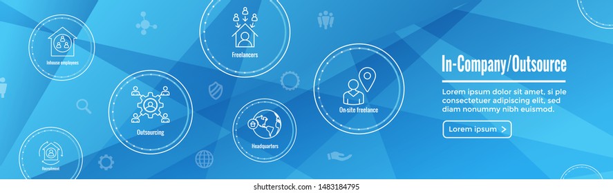 In-Company and Outsource Icon Set with web header banner