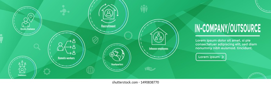 In-Company and Outsource Icon Set with web header banner