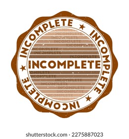 Incomplete badge. Grunge word round stamp with texture in Espresso Martini color theme. Vintage style geometric incomplete seal with gradient stripes. Creative vector illustration.