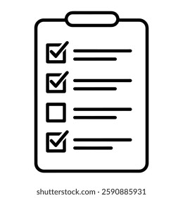 Incomplete Checklist Icon for Task Tracking, To-Do Lists, and Productivity Workflow