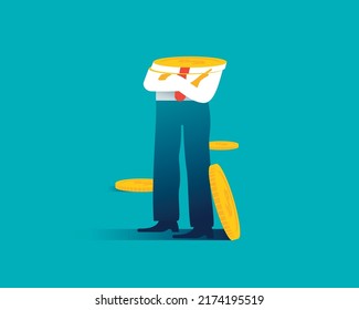 Incomplete human figure of an office worker made from a stack of coins. economic value of the employee concept. Human capital. Vector illustration