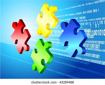 Quebra-cabeça incompleto com fundo de código binário Ilustração original do vetor Quebra-cabeça incompleto Ideal para o conceito de negócios